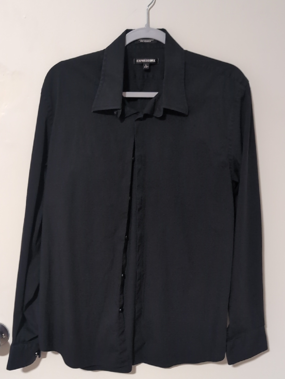Express Black Lightweight Button-Front Men's Shirt